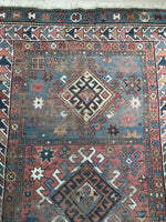 No. 0172 Beautiful Caucasian Kazak faded green blue and red Tribal Design Rug rug Bas 