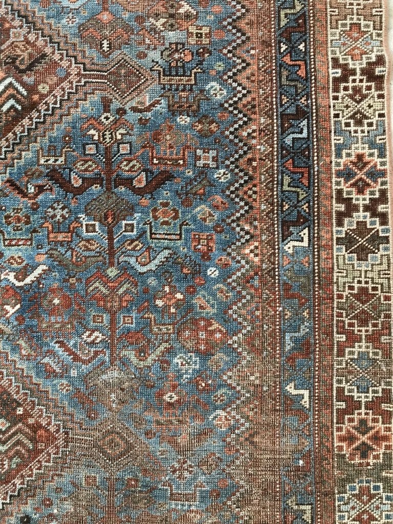 No. 0007 Antique rust/brown/blue Qashqai (5'5 x 7'9) rug Punto 