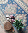 No. 0027 Vintage Beige/Blue/Peach Oushak Runner (3'6 x 8'10) rug Punto 