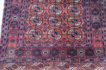 No. 0085 Antique Turkoman Bokhara Wool Purple Red Rug (4'2 x 3'5) - Saffron Bloom