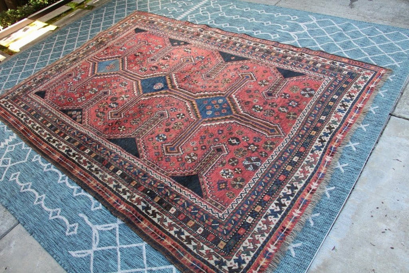 No. 0106 Amazing Rich Colored Antique Qashqai (7'7 x 5'3) rug Nasim 