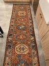 No. 0258 Antique Heriz Serapi runner in peach and blue, and Antique Serapi from late 1800's - Saffron Bloom