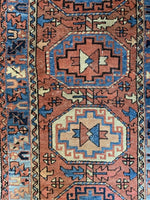 No. 0258 Antique Heriz Serapi runner in peach and blue, and Antique Serapi from late 1800's Saffron Bloom Interiors 