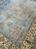 No. 0260 gorgeous blue background Turkish Oushak Saffron Bloom Interiors 